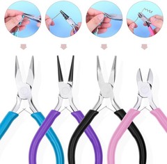 4Pcs Jewelry Pliers Tool Set Includes Needle Nose Pliers, Round Nose Pliers, Wir