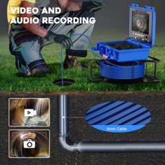 9 In Self-Leveling Sewer Camera 30m/98ft Pipe Inspection Camera w 512Hz Locator