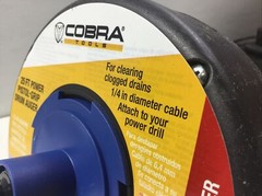 Cobra Products 86250 1/4&rdquo; In X 25&rsquo; Pistol Grip Power Drum Drain Auger Sink Drain