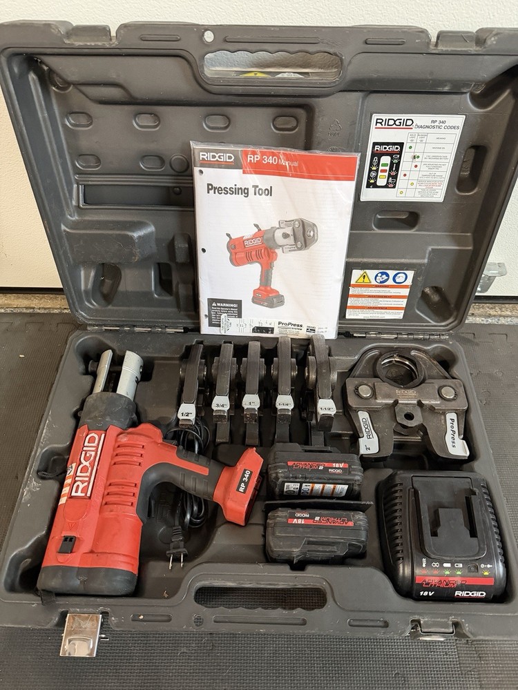 RIDGID RP 340 18V ProPress Press Tool Kit for copper pipe. w/ Jaws 1/2-2&rdquo; 350