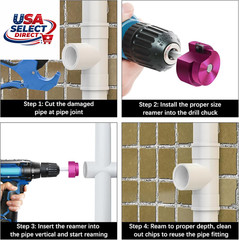 4 Pcs PVC Reamer Kit for Plumbing, 1.5-4 Inch Pipe Reamers Tool Set