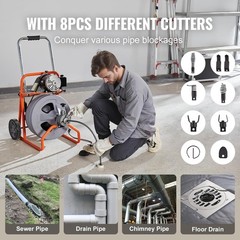 9-Piece Heavy-Duty Drain Auger Set, Fits 5/16&Prime;-3/4&Prime; Cables, Rust-Resistant, for