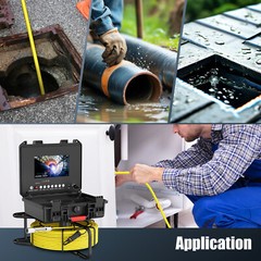 30m Sewer Pipe Inspection Camera Drain Sewer Pipeline Industrial Endoscope 7&rdquo;