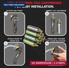RedRock 16 Gram Unthreaded CO2 Cartridges for Gallo Drain Gun HVAC Drain Line Cl
