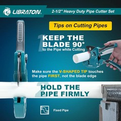 LIBRATON 2-1/2&Prime; Ratchet PVC Pipe Cutter, 2 Adjustable Ranges PVC Cutter | Heavy-