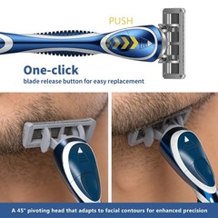 6-Blade Manual Razor for Men with Lubricating Strip, 1 Ergonomic Non-Slip Han&hellip;