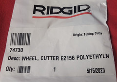 74730 RIDGID E2156 Replacement Tubing Cutter Wheel For Plastic fits 30 & 133