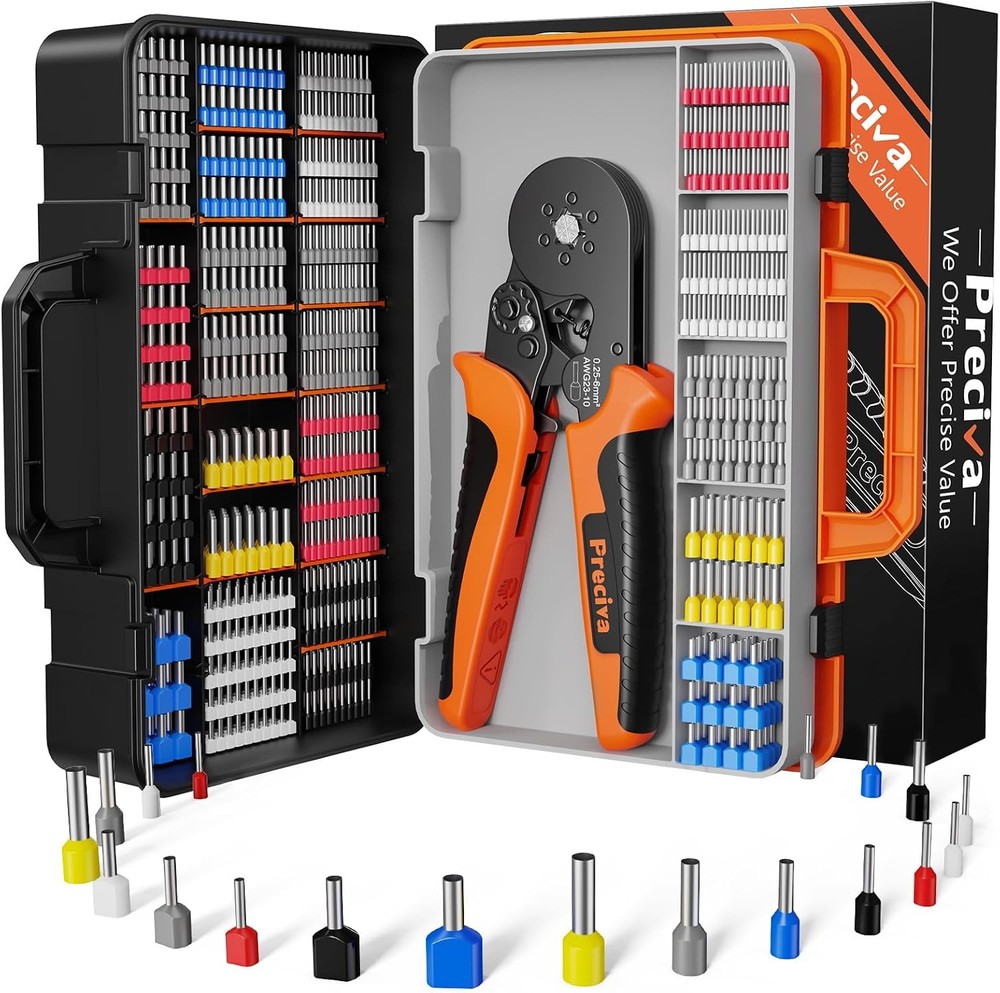 Ferrule Crimping Tool Kit, Hexagonal Ferrule Crimper AWG23-10/0.25-6mm&sup2; with 19