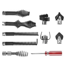 Professional Drain Snake Drill Attachments Kit, 10 Piece Black And Red