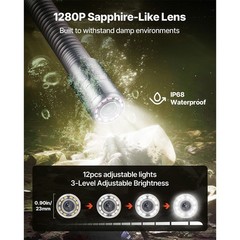 12 LEDs Sewer Camera 98ft Self-Leveling IP68 HD
