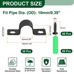 30Pcs 10mm(3/8&Prime;) Two Hole Pipe Strap, U Brackets Conduit Clamp