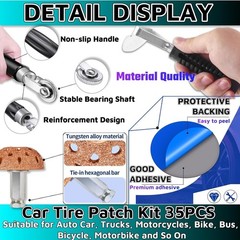 35PCS Flat Tire Repair Kit Car Motorcycle Bike Patch Tool Heavy Duty