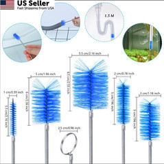 Flexible Long Drain Brush Set, Premium 3 Piece Kit with Double Large, Blue