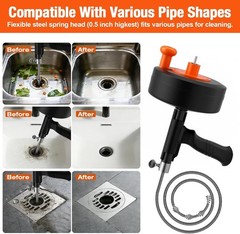 25FT Drill Powered Drain Auger Snake Tool for Fast Unclogging &ndash; Includes Gloves