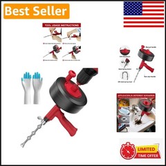 Drill-Compatible 35ft Heavy-Duty Plumbing Snake &ndash; Fast & Easy Clog Removal Tool