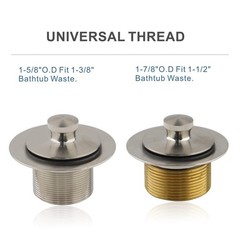 Brushed Nickel Tub Drain Lift &Turn Tub Trim Set with Two-Hole Overflow Facep&hellip;