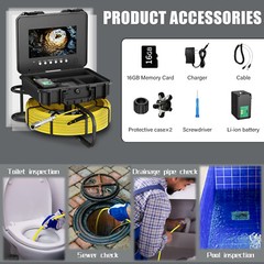 10inch Pipe Inspection Camera 512hz Sonde Self Leveling 50m/164ft Sewer Camera