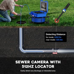 50m/164ft 9&Prime; Sewer Camera Self-Leveling Pipe Inspection Camera w/ 512Hz Locator