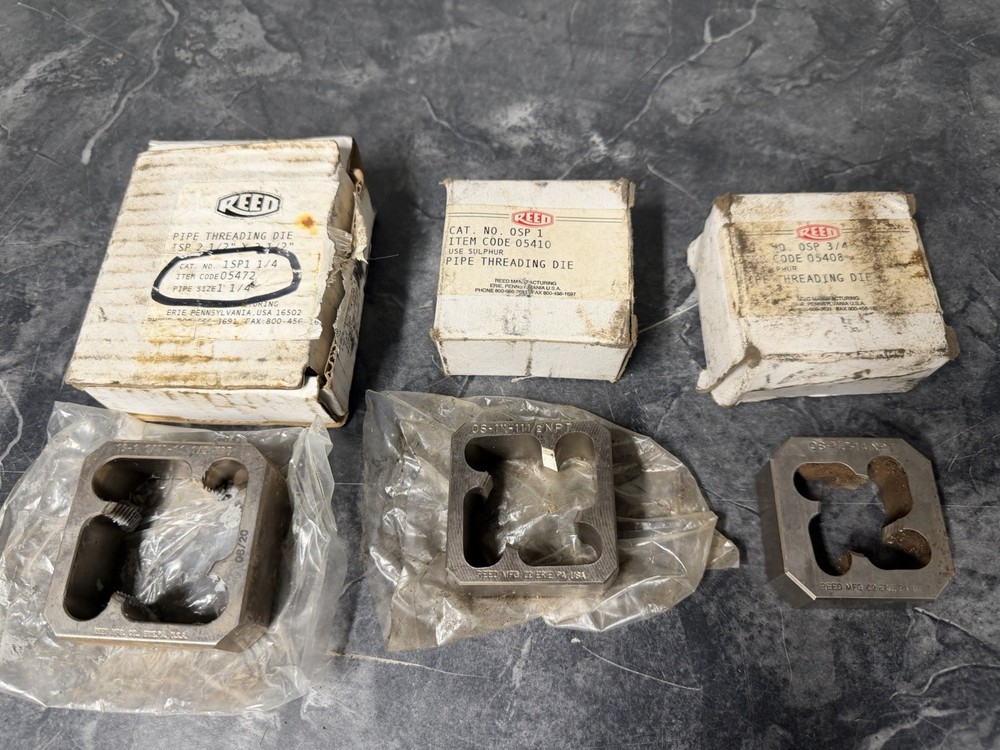 Reed Pipe Threading Dies, 1 1/4&rdquo;, 1&rdquo;, 3/4&rdquo; In Original Boxes. Great Condition