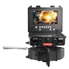 50m Sewer Drain Pipe Inspection Camera w/ 512HZ Locator 9&Prime; Monitor Self-Leveling