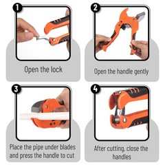 Bates- PVC Pipe Cutter, Cuts up to 1-5/8&Prime;, Ratchet Cutter Orange