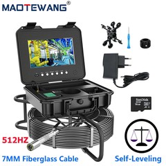 50M 10.1&Prime; Pipe Sewer Drain Inspection Camera 512HZ Self Leveling DVR 7MM Cable