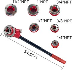 Ratchet Pipe Threader Kit Ratcheting Pipe Threading Tool Set w/ 6 Dies