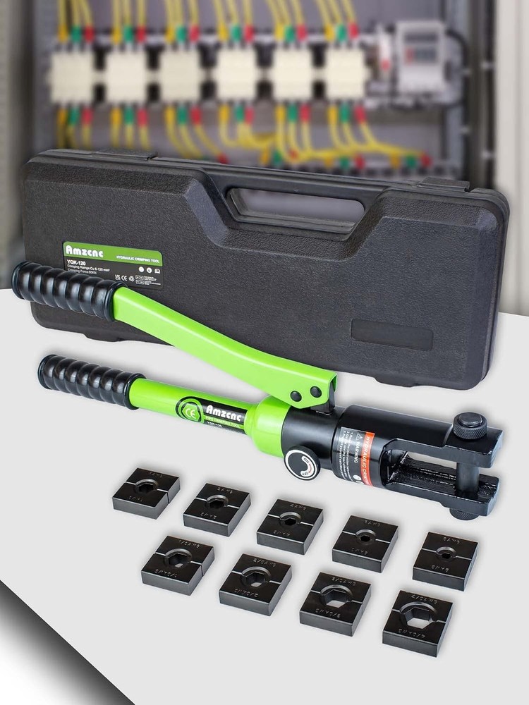 12 Ton Output Pressure Hydraulic Crimping Tool with 9 Standard Dies, Professiona
