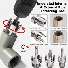3Pcs PVC Pipe Threader Kit 1/2&Prime; 3/4&Prime; 1&Prime; NPT Integrated Internal & External Pipe