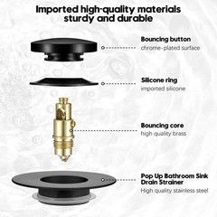 Washever Universal Bathtub Stopper, Pop Up Bath Tub Drain Matte Black