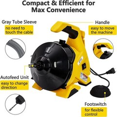 30Ft x 3/10In Electric Drain Cleaner Machine Drain Auger Sewer Snake Auto Feed
