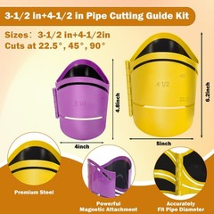 Pipe Cutting Guide Kit &ndash; Metal Saddle Templates for 3.5&Prime; & 4.5&Prime; Pipes, 22.5&deg; 45&deg;