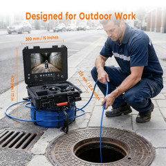100ft Sewer Pipe Inspection Camera 512hz Self-leveling Pipe Camera 9&Prime; Display