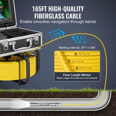 165ft Sewer Camera w/ 512Hz Locator, 9in HD Screen, 36X Zoom