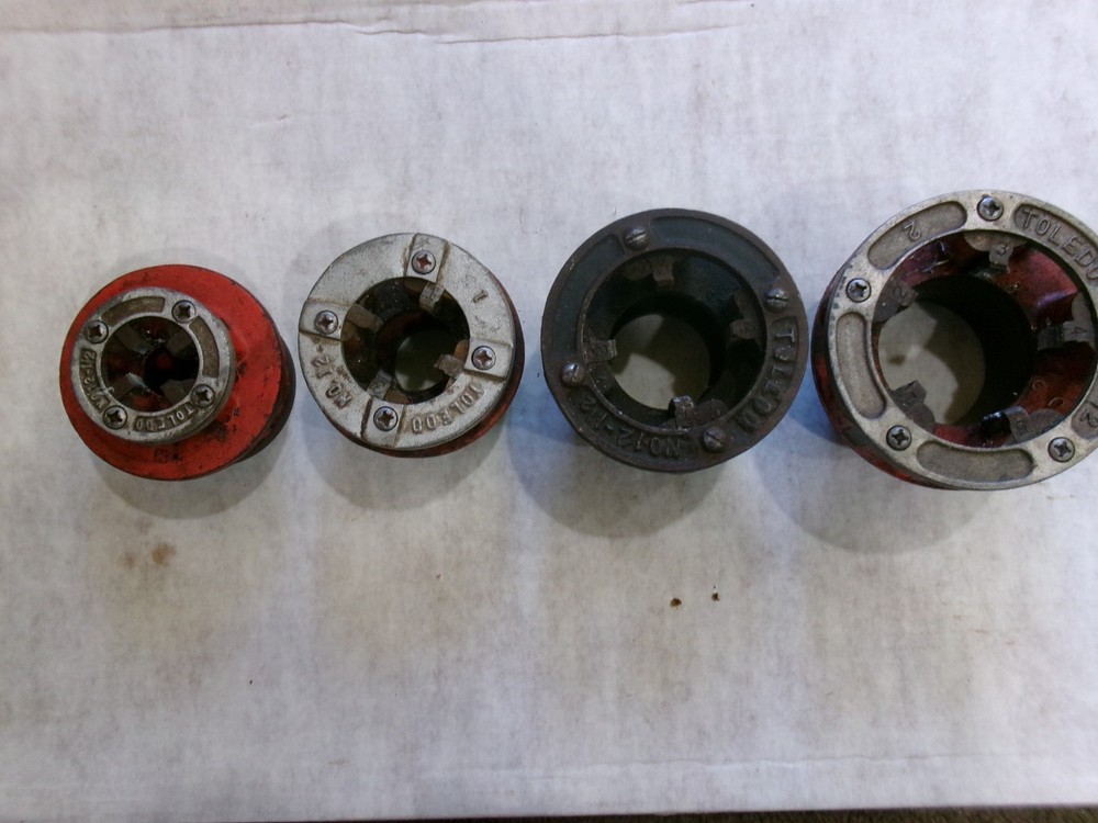 (4-PCS) Toledo Pipe Threader Die Heads 1/2 INCH-3/4TH INCH-1.5 INCH-2 INCH