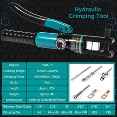 10-Ton Hydraulic Crimping Tool with 9 Dies &ndash; Battery Cable Crimper Tool & Wir&hellip;