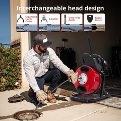 50FT x 1/2&Prime; Electric Drain Cleaner Machine Electric Drain Snake for 1&Prime;-4&Prime; Pipes
