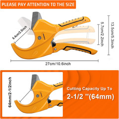 PVC Pipe Cutter, Cuts up to 2-1/2&Prime;, Professional Cutting PEX, PVC, and PPR Pipe,