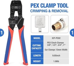 Icrimp PC-PC02KIT PEX Clamp Crimping Tool Kit with 1/2 Inch(20 Pack) and 3/4 Inc