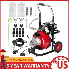 Drain Cleaner Machine, 75 FT x 1/2&Prime; Electric Sewer Snake Auger for 1&Prime; to 4&Prime; Pipe