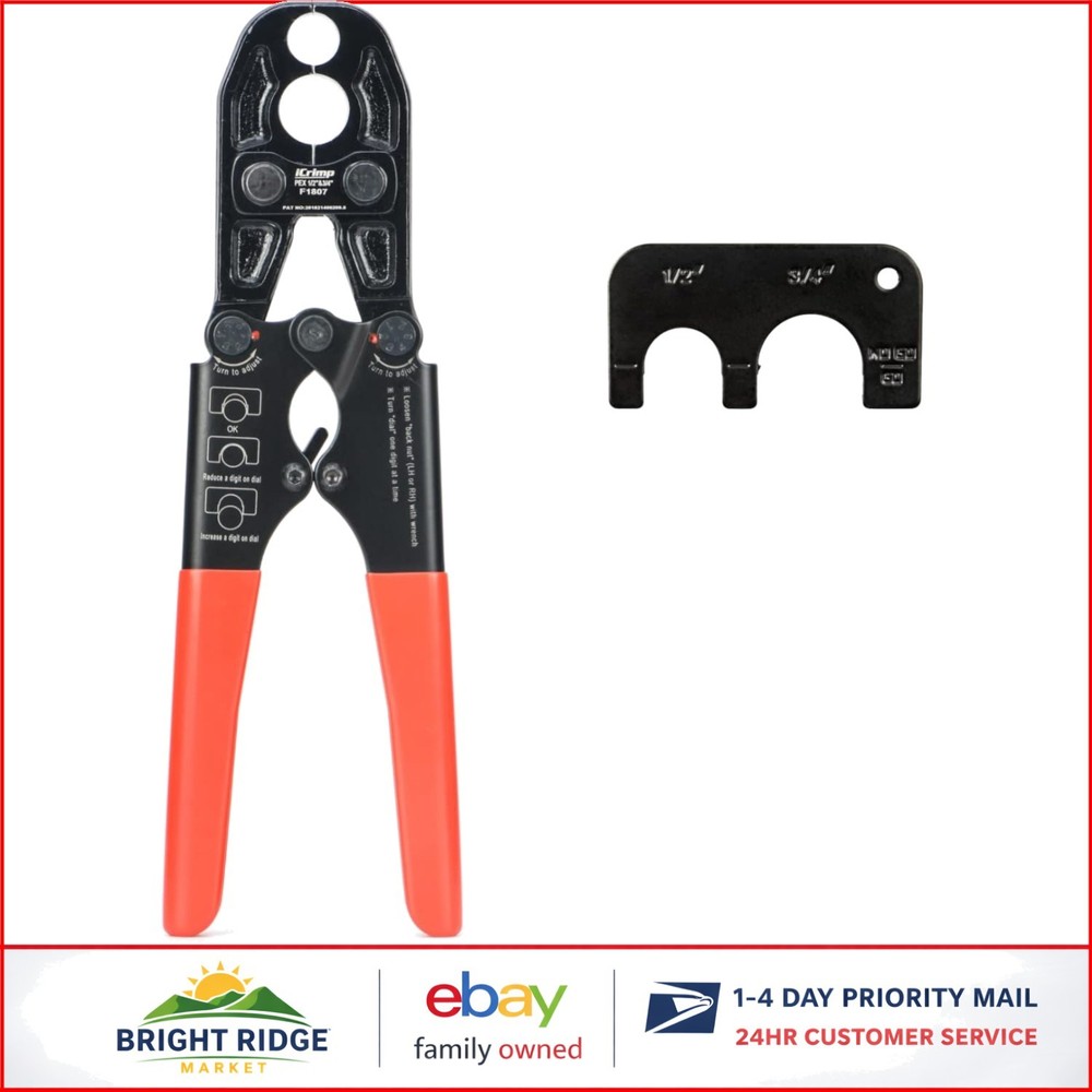 1/2 & 3/4 Inch PEX Crimp Tool for Brass and Poly Fittings, Reliable & Durable