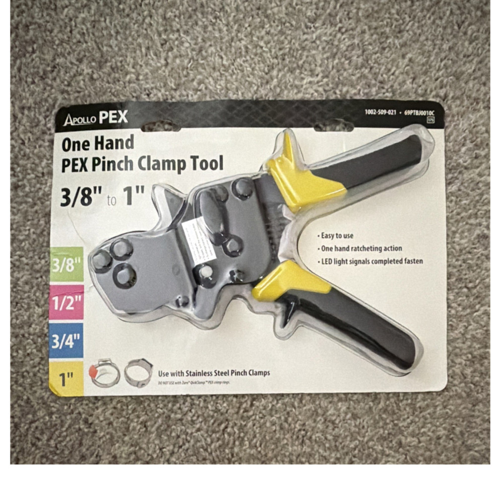 Apollo PEX One-Hand PEX Pinch Clamp Tool 3/8-1 in, Model 69PTBJ0010C