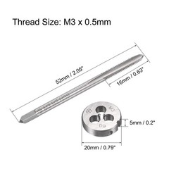 Metric Tap Die Set M3 x 0.5 High Speed Steel Alloy Tool Steel Thread Repair for