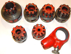 RIDGID 00-R MANUAL PIPE THREADER RATCHET HEAD & 6 DIES! 1, 3/4, 1/2, 3/8, 3/16&Prime;!