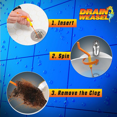 Drain Weasel Sink Snake Hair Clog Remover Tool Kit, Sink, Pipe, Bathroom, Bathtu