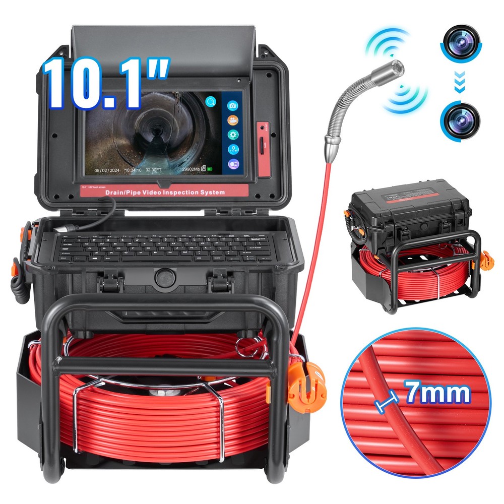 Uimoso Sewer Camera 165 ft/50m Self-Leveling Drain Camera with 10.1&Prime; Touchscreen