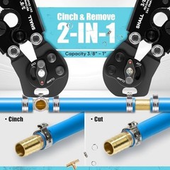 2-in-1 PEX Crimping Tool & Pipe Cutter Kit, 20pcs 1/2&Prime; & 10pcs 3/4&Prime; Clamps, Stor