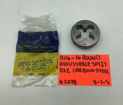 Morse Tool 11/16-16 Adjustable Round Split Die Carbon Steel USA (#2278) (B-1-S)