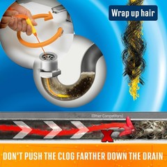 FlexiSnake Drain Weasel Sink Snake Handle + 5 Refill Wands, Orange/Yellow