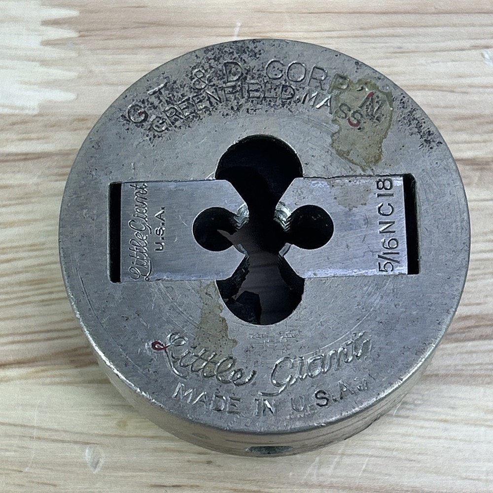 GTD Greenfield Die Little Giant 5/16&Prime; 18 NC Insert Collet Adjustable Pipe Dies